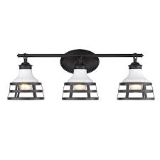 Light up your room and find vanity light fixtures at pottery barn®. Golden Lighting Locklyn 3 Light Black Industrial Vanity Light Rona