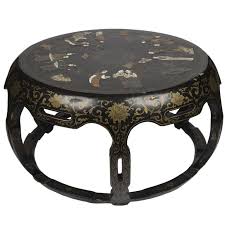 Fine antique chinese gilded and lacquered elm wood altar cabinet 19th c. Chinese Black Lacquer Round Coffee Table 1 Asian Furniture Round Black Coffee Table Black Coffee Tables