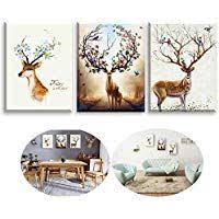 Piy Painting Wasserdichte 3 Teilig Wasserfarbe Wandbilder Hirsch Rehe Olgemalde Leinwandbild Davidshirsch Fotoleinwand Wandbild Hirsch Leinwand Bilder Leinwand