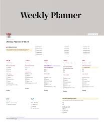 Notion Template Weekly Planner Weekly Planner Planner Notions