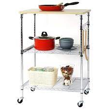 Maybe you would like to learn more about one of these? Kinbor 3 Tire Metal Rolling Kitchen Cart Work Station Storage Shelves Wheels W Hooks Walmart Com Walmart Com