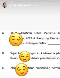 Surat gugatan cerai merupakan surat yang ditujukan kepada pengadilan agama oleh salah satu pihak dari pasangan suami istri yang ingin mengajukan perceraian. Aliff Syukri Dedah Surat Tuntutan Cerai Muat Naik Status Sedih