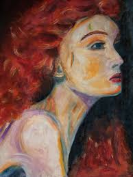 Original Oil Painting "Red"" 12 x 16" redhead girl home decor by Bronwen  Skye