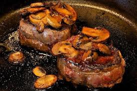 Eye Of Round Steaks 20 Minute Pan Seared Steak Used Garlic Not Soy Sauce On The Mushrooms Great Round Steak Recipes Pan Seared Steak Round Eye Steak Recipes