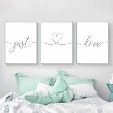 Bedroom Signsbedroom Wall Artabove Bed Decor3 Prints Etsy Three Piece Wall Art Lets Stay Home Rooms Home Decor