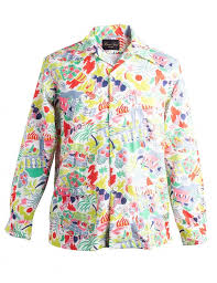 Open button up shirt drawing. Patterned Haversack Shirt With Beach Drawings