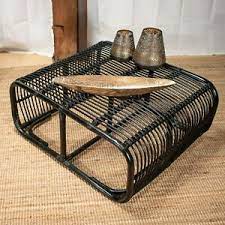 27.6 x 19.7 x 13 (w x d x h) assembly required: Natural Wicker Rattan Cane Black Semigloss Coffee Table Ebay