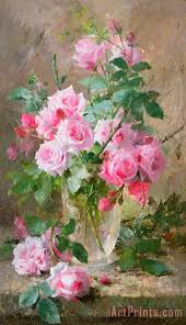 Maybe you would like to learn more about one of these? Frans Mortelmans Still Life Of Roses In A Glass Vase Painting Still Life Of Roses In A Glass Vase Print For Sale