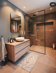 Like The Layout And Shower Idea Not The Colors I Would Use Lighter Colors In 2020 Modern Bathroom Design Bathroom Interior Design Bathroom Design
