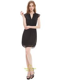 Black Chiffon Summer Women S Semi Formal Dresses With Cap Sleeve Vampal Dresses