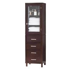 Take into account the design of the piece you are choosing: Espresso Wood Linen Tower Bathroom Storage Cabinet With Glass Paneled Door Fastfurnishings Com