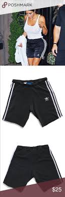 Black And White Striped Biker Shorts Kim Kardashian Yeezy Vtg 90s Adidas Biker Shorts Trendy Kim K Inspired 90s Adidas Athletic Biker Shorts Blac Kim Kardashian Yeezy Biker Shorts Adidas Women