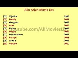 Allu Arjun Movies List Youtube Arya movies list i wish, i could upload all arya movies, but however there is an option to watch arya full movies by visiting the. allu arjun movies list