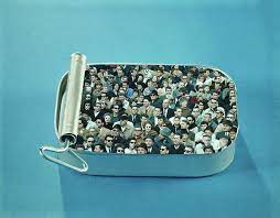 Extremely crowded, as in i could barely breathe—we were packed in like sardines. Packed Like Sardines Poster By H Armstrong Roberts
