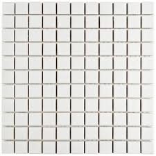 Merola Tile Metro Square Matte White 11 3 4 In X 11 3 4 In X 5 Mm Porcelain Mosaic Tile 9 8 Sq Ft Case Fxlm1smw The Home Depot Porcelain Mosaic Porcelain Mosaic Tile White Mosaic Tiles