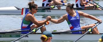 Nel bacino di sea forest waterway, campo di gara del canottaggio di tokyo 2020, i quattro azzurri (giacomo gentili, andrea panizza,. 8aj4ngzmagvutm