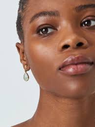 JOHN LEWIS Teardrop Semi-Precious Stone Drop Earrings in Gold/Aventurine