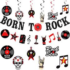 Buy 26 Pieces Born To Rock Glitter Banner Rock Musical Elements Banner Rock And Roll Hanging Swirls Spirals Rock Star Hanging Cards For Rock Theme Music Birthday Baby Shower Party Supplies Decorations