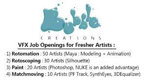 Various Vfx Job Openings At Bubble Creations Digital Studios Job Opening Job Digital