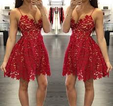 Pretty Red Lace Prom Dresses Short Prom Dress Homecoming Dress From Little Cute Red Lace Prom Dress Prom Dress Short Lace Casual Party Dresses