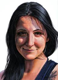 A coloured pencil drawing of a robin, inspired by a reference photo by  Gillian Merritt. Faber Castell Polychromos pencils