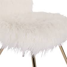 96 save 10% at checkout Osp Home Furnishings Julia Chair With White Faux Fur Fabric And Gold Legs Jla F42