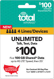 Get an affordable prepaid cell phone plan that you can feel good about without a credit check. Total Wireless 100 Prepaid Phone Card Total Wireless V19 Bb Unl 100 Best Buy