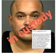 In custody tonight in Paso Robles. Billy Benjamin Hernandez Was wanted for  questioning in the robbery of Pacific Premier Bank in Paso Robles