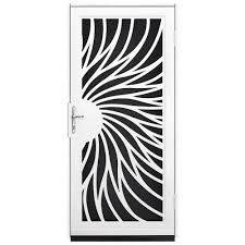 Unique Home Designs 36 In X 80 In Solstice White Surface Mount Steel Security Door With Black Perforated Screen And Nickel Hardware Idr31000362151 The Home Steel Security Doors Unique House Design Security Door
