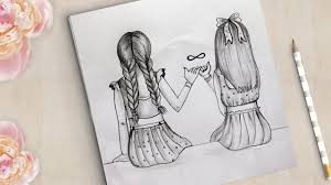 Friendship Day Drawing Very Easy Best Friend Drawing Easy Pencil Sketch Drawings Of Friends Friends Sketch Best Friend Drawings