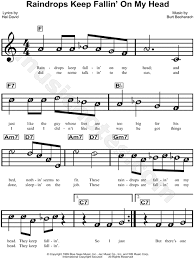 B J Thomas Raindrops Keep Fallin On My Head Sheet Music For Beginners In C Major Download Print Clarinet Sheet Music Piano Music Piano Sheet Music Free