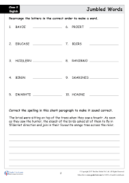 Here is a list of english skills students learn in second class! Jumbled Words English Worksheet Class 2 Www Grade1to6 Com