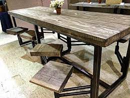 Awesome Table With Attached Swinging Stools Found In Scotts Aniques In Atlanta Ga Metal Furniture Steel Furniture Rustic Furniture
