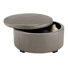 Add extra seating that's both stylish and practical throughout your home at everyday low prices. Terrific Round Faux Leather Upholstered Ottoman Coffee Table With Hidden Sto Upholstered Ottoman Coffee Table Storage Ottoman Coffee Table Ottoman Coffee Table