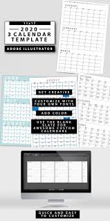 2019 3 Month Calendar Template In 2020 Calendar Template Calendar Cool Calendars