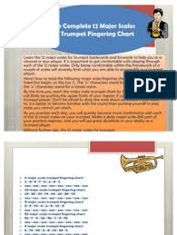 Downloadable reference in *.pdf format showing finger choice and placement for the major scales over two octaves in both hands, keyboard view… Trumpet Scales