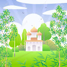 Green leaf transparent png clipart. Springtime Scene With Church Clouds Green Trees Reed And Flying Birds Nature Background With Simple Landscape Vector Flat Illustration Royalty Free Cliparts Vectors And Stock Illustration Image 118980014