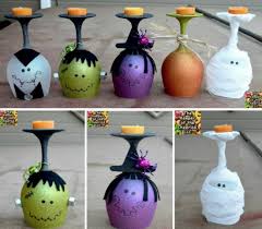 In our home, we very regularly polish off a bottle of wine, and each time we do the same guilt comes over me… all those glass bottles can surely be put to use! Diy Halloween Wine Glass Candle Holder Usefuldiy Com