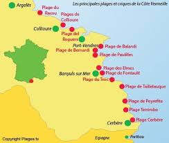 Carte Des Plages De La Cote Vermeille Guide Touristique Banyuls Argeles