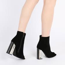 Black Boots With Clear Heel Jenny Perspex Heeled Ankle Boots In Black Faux Suede Boots Heeled Ankle Boots Heels