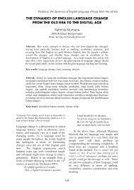 In site translation mode, yandex.translate will translate the entire text content of the site at the url you provide. Pdf The Dynamics Of English Language Change From The Old Era To The Digital Age
