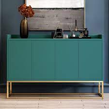 modern 48 blue buffet sideboard kitchen sideboard cabinet with 4 doors in gold dining room console table dining room console sideboards living room