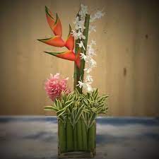 Mothers Day Arrangement Heliconia Pink Ginger Song Of India White Orchid And Wild Taro Inside Vase Su Flower Arrangements White Orchids Flower Decorations
