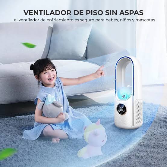Ventilador Sin Aspas con Luz Led 7 Colores USB – 6 Velocidades – Temporizador 6Hs - Global