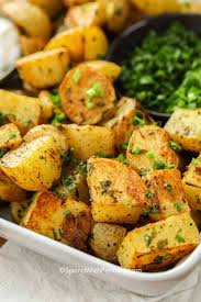 Bake potatoes along with whatever else you are baking and gauge the cooking time according to oven temperature. Easy Oven Roasted Potatoes Easy To Make Spend With Pennies