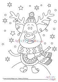 Cat colouring pages activity village. Christmas Reindeer Colouring Page