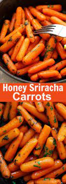 Honey Sriracha Roasted Carrots Roasted Baby Carrots In A Sweet And Spicy Honey Sriracha Glaze So Ea Baby Carrot Recipes Roasted Baby Carrots Roasted Carrots