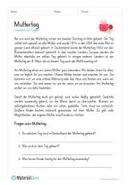 .klasse,lesetest 3 klasse kostenlos,texte lesen und verstehen übungen 4.klasse kostenlos schritte plus lesetext plus 3/4. Muttertag Kostenlose Arbeitsblatter