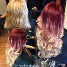 Red To Ash Blonde Balayage Ombre Red Hair Blonde Hair Ash Blonde Hair Curled Hair Long Hair Red Ombre Hair Ombre Hair Color Ombre Hair
