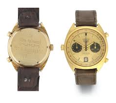 Mike Hailwood's Heuer Carrera watch, presented to him in 1973 by Jack Heuer  for his rescue of Clay Regazzoni at Kyalami. In 2019, the watch came to  auction and sold for £56,312 |